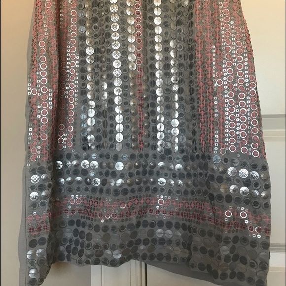 ANTHROPOLOGIE BL^NK LONDON RARE S pink gray dress sequin silver pink - Picture 9 of 13